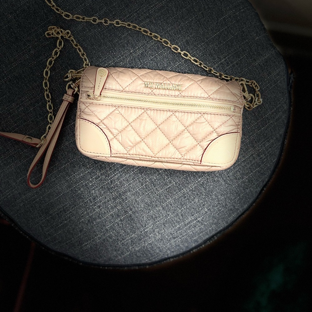 MZ Wallace Quilted Clutch in Rose Gold